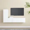 Image de vidaXL Ensemble de meubles TV 3 pcs Blanc Bois d'ingénierie