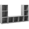 Image de vidaXL Meubles TV 3 pcs Gris béton 107x35x37 cm Aggloméré