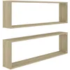 Image de vidaXL Vidaxl Etagères Cube Murales 2 Pcs Chêne Sonoma 100x15x30 Cm Aggloméré