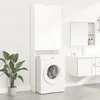 Image de Armoire pour Lave-linge 64x25,5x190 cm Blanc bois contreplaqué 2 Portes 3 Compartiments Murale
