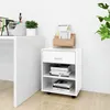 Image de Vidaxl Armoire Ã Roulettes Blanc Brillant 46x36x59cm Bois D'IngÃ©nierie