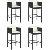 Image de vidaXL Vidaxl Tabourets De Bar 4 Pcs Avec Coussins Noir Résine Tressée