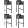 Image de vidaXL Vidaxl Tabourets De Bar 4 Pcs Avec Coussins Gris Résine Tressée
