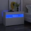 Image de vidaXL Tables de chevet avec lumières LED 2 pcs blanc 60x35x40 cm3082775