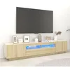 Image de Vidaxl Meuble Tv Avec LumiÃ¨res Led ChÃªne Sonoma 200x35x40 Cm