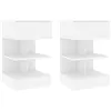 Image de vidaXL Tables de chevet 2 pcs Blanc 40x35x65 cm Bois d ingénierie808649