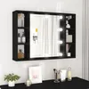 Image de vidaXL Armoire à miroir avec LED noir 76x15x55 cm808856