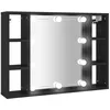 Image de vidaXL vidaXL Armoire à miroir avec LED noir 76x15x55 cm