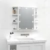 Image de vidaXL Armoire à miroir avec LED Blanc brillant 70x16,5x60 cm808879