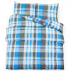 Image de vidaXL Vidaxl Ensemble De Housse De Couette Bleu Et Gris 140x200 Cm Coton