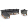 Image de vidaXL Salon de jardin 7 pcs Résine tressée et bois d'eucalyptus Gris