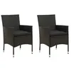 Image de vidaXL Chaises de jardin lot de 2 avec coussins Résine tressée Noir316681