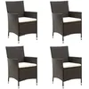 Image de vidaXL Chaises de jardin avec coussins lot de 4 Résine tressée Marron