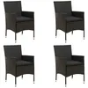 Image de vidaXL Chaises de jardin avec coussins lot de 4 Résine tressée Noir316689