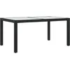 Image de Vidaxl Table De Jardin 150x90x75cm Verre TrempÃ© Et RÃ©sine TressÃ©e Noir