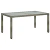 Image de vidaXL Table de jardin 150x90x75 cm Verre trempé et poly rotin Gris316707