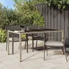 Image de vidaXL Table de jardin 150x90x75 cm Verre trempé/résine tressée Beige316710
