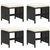 Image de vidaXL Tabourets de jardin lot de 4 avec coussins Résine tressée Noir316748