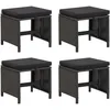 Image de vidaXL Vidaxl Tabourets De Jardin 4 Pcs Avec Coussins Résine Tressée Noir