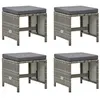 Image de vidaXL Tabourets de jardin lot de 4 avec coussins Résine tressée Gris316750