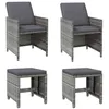 Image de vidaXL Jeu de chaise et tabouret de jardin 4 pcs Résine tressée Gris
