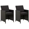 Image de vidaXL Chaises de jardin lot de 2 avec coussins Résine tressée Noir