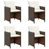 Image de vidaXL Chaises de jardin avec coussins lot de 4 Résine tressée Marron316776