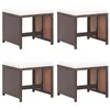 Image de vidaXL Tabourets de jardin lot de 4 et coussins Résine tressée Marron316778