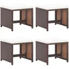 Image de Vidaxl Tabourets De Jardin Lot De 4 Et Coussins RÃ©sine TressÃ©e Marron