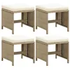 Image de vidaXL Tabourets de jardin lot de 4 avec coussins Résine tressée Beige