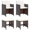 Image de vidaXL Jeu de chaise et tabouret de jardin 4 pcs Résine tressée Marron316780
