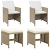 Image de vidaXL Chaises de jardin avec tabourets lot de 2 Résine tressée Beige316781