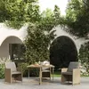 Image de vidaXL Table de jardin Beige 109x107x74 cm Résine tressée bois massif316791