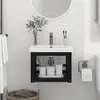 Image de vidaXL Cadre de lavabo de salle de bain mural Noir 40x38x31 cm Fer