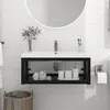 Image de vidaXL Cadre de lavabo de salle de bain mural Noir 79x38x31 cm Fer338495