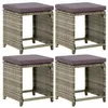Image de vidaXL Tabourets de jardin lot de 4 avec coussins Résine tressée Gris316873