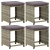Image de Vidaxl Tabourets De Jardin 4 Pcs Avec Coussins RÃ©sine TressÃ©e Gris