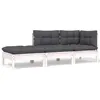 Image de vidaXL Salon de jardin 3 pcs avec coussins Blanc Bois de pin solide806665