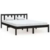 Image de vidaXL Cadre de lit Noir Bois de pin massif 135x190 cm Double