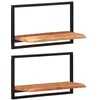 Image de vidaXL Étagères murales 2 pcs 60x25x35 cm Bois d'acacia et acier