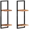 Image de Vidaxl ÃtagÃ¨res Murales 2 Pcs 25x25x75 Cm Bois D'acacia Et Acier
