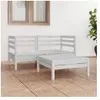 Image de Vidaxl Salon De Jardin 3 Pcs Blanc Bois De Pin Massif