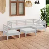 Image de Vidaxl Salon De Jardin 6 Pcs Bois De Pin Massif Blanc