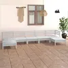 Image de vidaXL Salon de jardin 7 pcs Blanc Bois de pin massif3083345