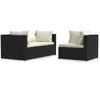 Image de Vidaxl Salon De Jardin 3 Pcs Avec Coussins Noir RÃ©sine TressÃ©e