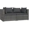 Image de vidaXL Vidaxl Canapé 2 Places Avec Coussins Gris Résine Tressée