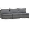 Image de vidaXL Vidaxl Canapé 3 Places Avec Coussins Gris Résine Tressée