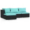 Image de Vidaxl Salon De Jardin 4 Pcs Avec Coussins Noir RÃ©sine TressÃ©e