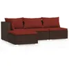 Image de Vidaxl Salon De Jardin 4 Pcs Avec Coussins Marron RÃ©sine TressÃ©e