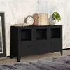 Image de vidaXL Buffet industriel Noir 105x35x62 cm Métal et verre